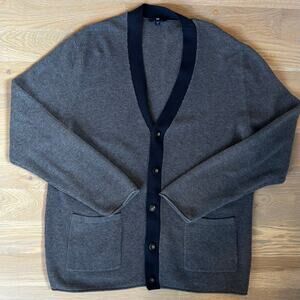 GAP Waffle Knit Button Down Classic Grandpa Cardigan Gray Unisex Mens Size XL